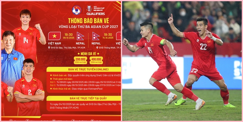 Giá vé xem ĐT Việt Nam đấu Nepal được VFF công bố
