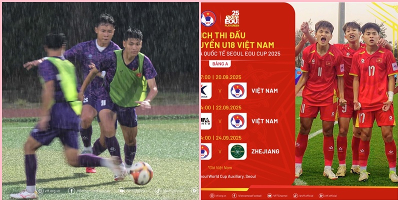 U18 Việt Nam đội mưa tập luyện khắc nghiệt tại Hàn Quốc